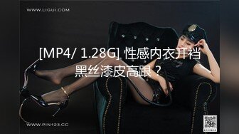 [MP4/ 1.28G] 性感内衣开裆黑丝漆皮高跟？