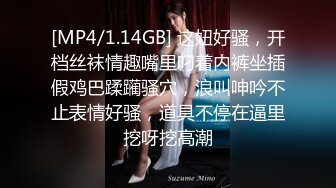 [MP4/1.14GB] 这妞好骚，开档丝袜情趣嘴里叼着内裤坐插假鸡巴蹂躏骚穴，浪叫呻吟不止表情好骚，道具不停在逼里挖呀挖高潮