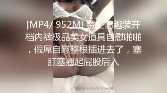 [MP4/ 952M] 镂空情趣装开档内裤极品美女道具自慰啪啪，假屌自慰整根插进去了，塞肛塞翘起屁股后入