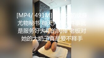 [MP4/ 491M] 美貌大奶纹身尤物秘书 每天只做一件事就是服务好大哥的肉棒 老板对她的大奶子真是爱不释手