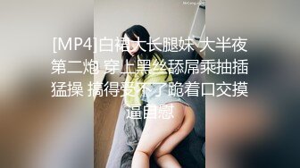 [MP4]白裙大长腿妹 大半夜第二炮 穿上黑丝舔屌乘抽插猛操 搞得受不了跪着口交摸逼自慰